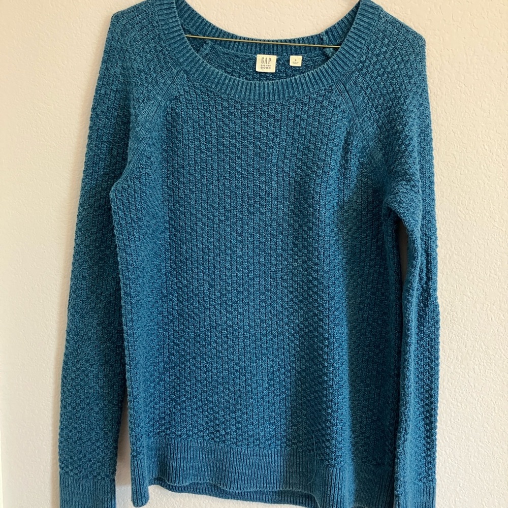 GAP Blue Crew Neck Sweater with Knit Texture